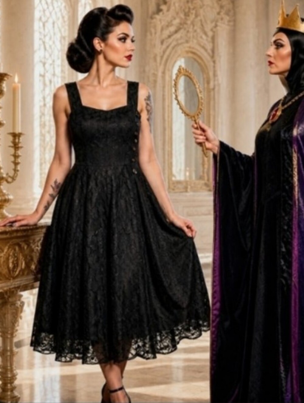 Nostalgia Black Lace Midi Dress
